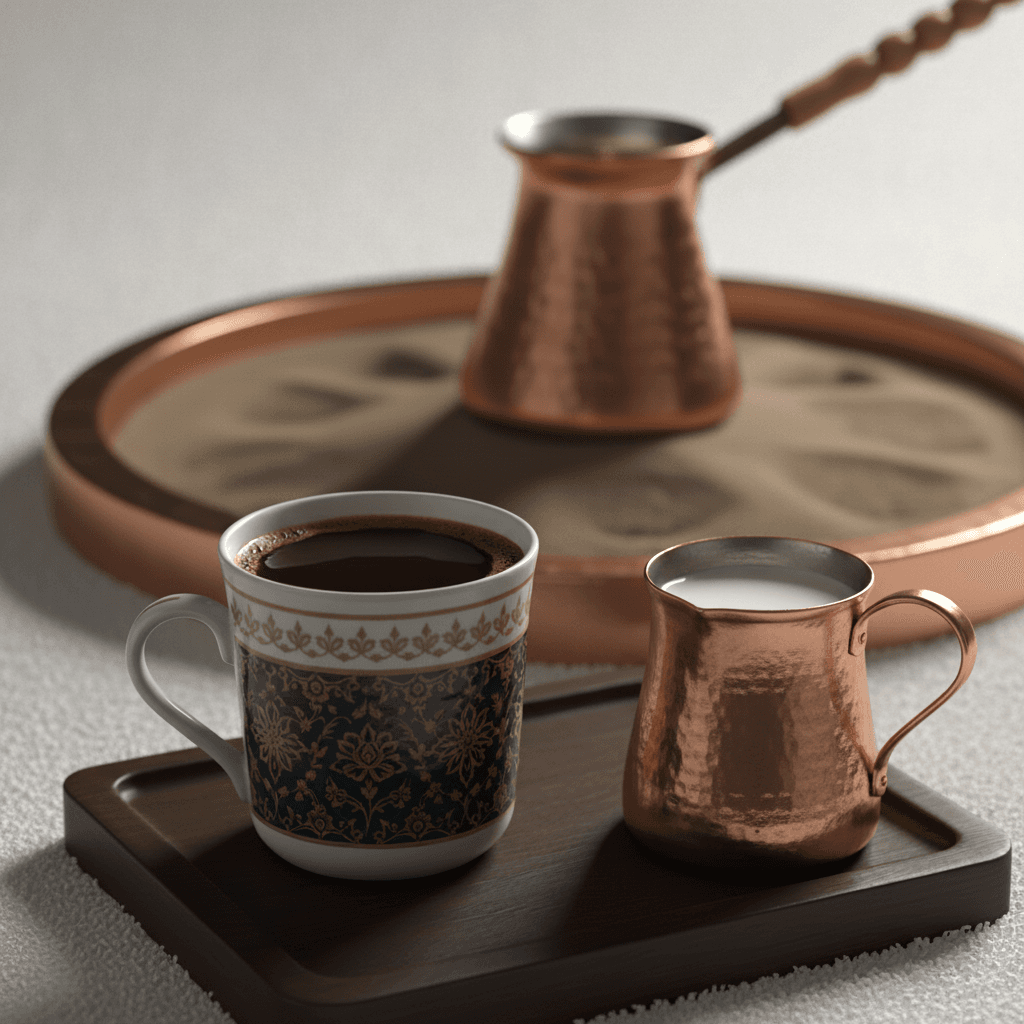 Кофе с молоком на песке